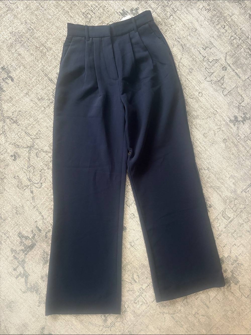 Abercrombie & Fitch High-Waist Navy Wide-Leg Trousers